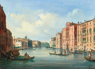 Venice painting, view of the Grand Canal with the Palazzo Cavalli-Franchetti and the Palazzo Barbaro - Carlo Grubacs — artwork view