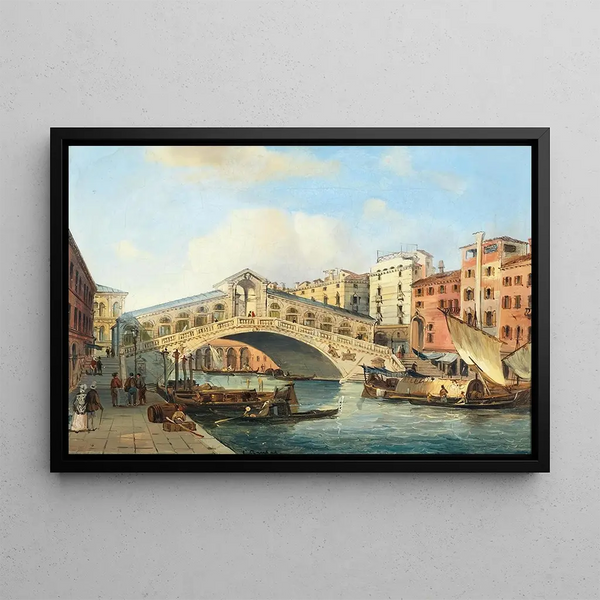 Venice the Grand Canal with the Rialto Bridge - Carlo Grubacs — framed artwork on a wall