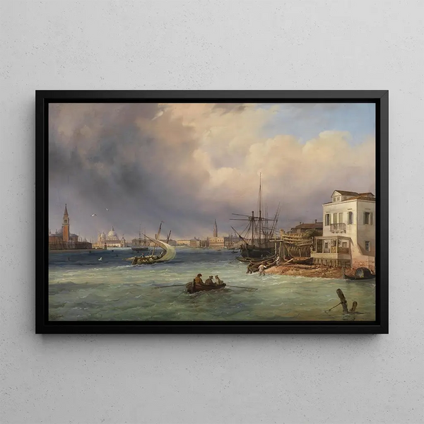 View of Venice during a Thunderstorm - Carlo Grubacs — framed artwork on a wall