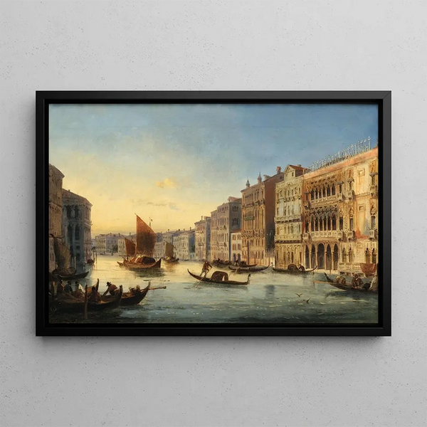 Venice, view of the Grand Canal with the Ca' d'Oro - Carlo Grubacs — framed artwork on a wall