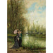 Two elegant ladies with a pink parasol in the park - Carlo Pittara — artwork view
