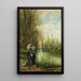 Two elegant ladies with a pink parasol in the park - Carlo Pittara — framed artwork on a wall