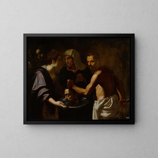 Salomé with the head of Saint John the Baptist - Carlo Sellitto — framed artwork on a wall