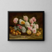 Roses et pêches - Carlos Rivero Sanabria — framed artwork on a wall