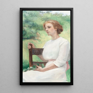 Reproduction of the painting Femme sitting in reflection - Caroline A. Lord