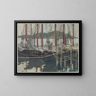 Days of leisure in Gloucester, Massachusetts - Caroline E. Coit — framed artwork on a wall