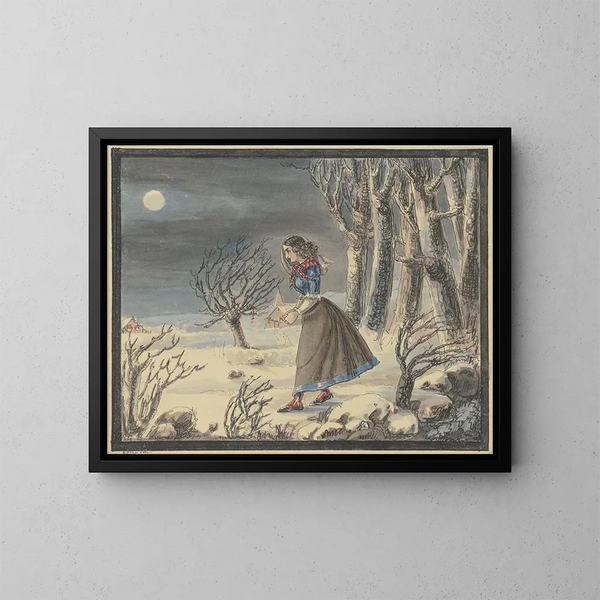 La poétesse Anna Louise Karsch dans un paysage d'hiver au clair de lune - Caroline Pierson — framed artwork on a wall
