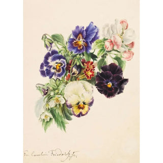 Petit bouquet avec pensées, fleurs de pommier et primevères - Caroline Therese Friedrich — artwork view