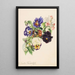 Petit bouquet avec pensées, fleurs de pommier et primevères - Caroline Therese Friedrich — framed artwork on a wall