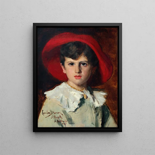 L'enfant au chapeau rouge Michel Feydeau fils de Georges - Carolus-Duran — framed artwork on a wall