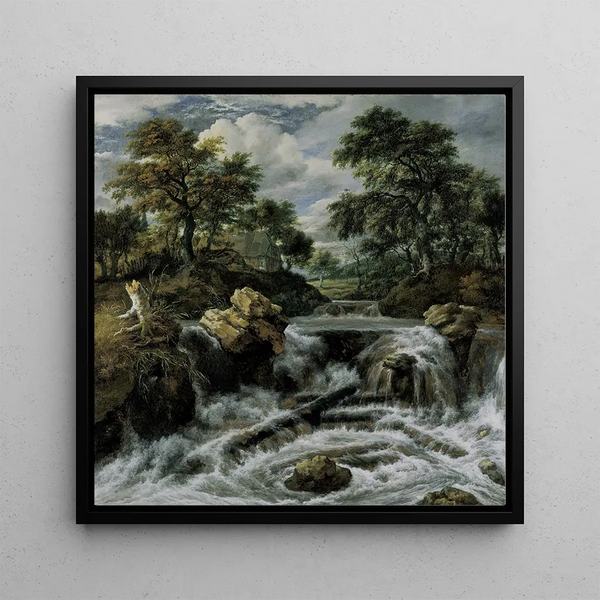 Cascade dans les contreforts norvégiens - Jacob van Ruisdael — framed artwork on a wall