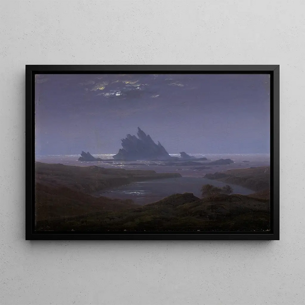 Reef rocky at the seaside - Caspar David Friedrich — framed artwork on a wall