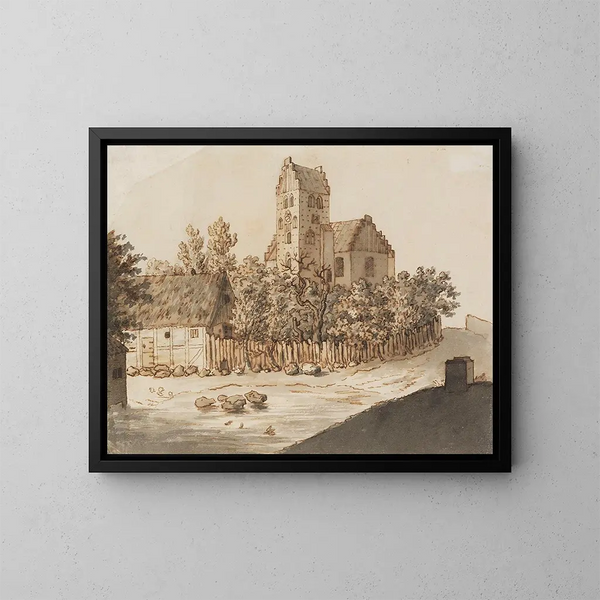Église de Lyngby - Caspar David Friedrich — framed artwork on a wall