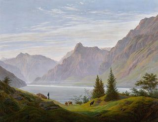 Mountain Lake Landscape Painting at Morning - Caspar David Friedrich — artwork view