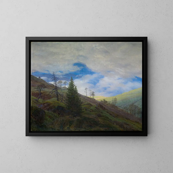 Sunbeam in the Riesengebirge - Caspar David Friedrich — framed artwork on a wall