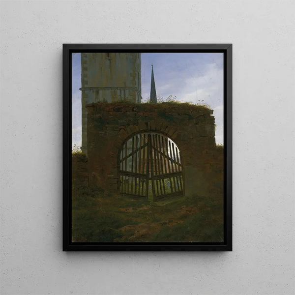 The Cemetery Gate The Cemetery - Caspar David Friedrich — framed artwork on a wall