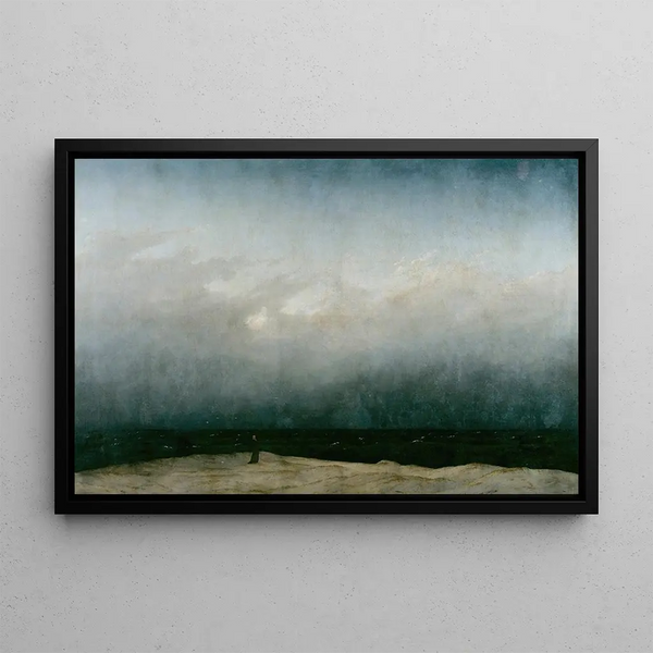 The Monk by the Sea - Caspar David Friedrich — framed artwork on a wall