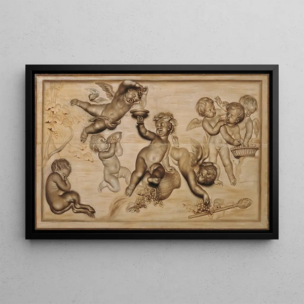 Bacchanale d'enfants - Caspar Franz Sambach — framed artwork on a wall