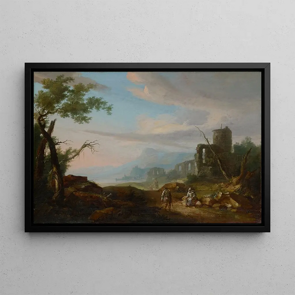 Landscape Painting with Ruins - Caspar Wolf — framed artwork on a wall