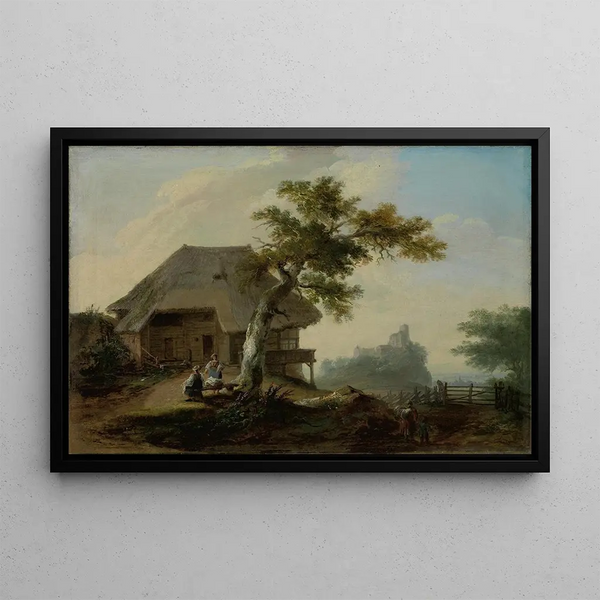 Landscape with Farm - Caspar Wolf — framed artwork on a wall