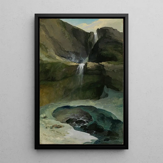 Reproduction of the painting Les chutes de Geltenbach dans la vallée de Lauenen avec un pont de glace - Caspar Wolf