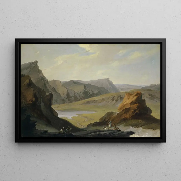 View from the Talistock over Lake Melch - Caspar Wolf — framed artwork on a wall