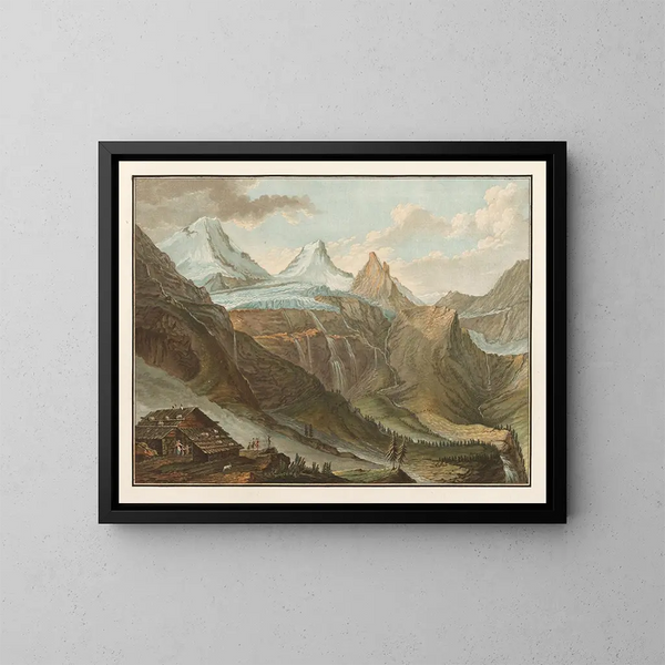 Vue de Breithorn depuis le glacier de Breithlauwinen - Caspar Wolf — framed artwork on a wall