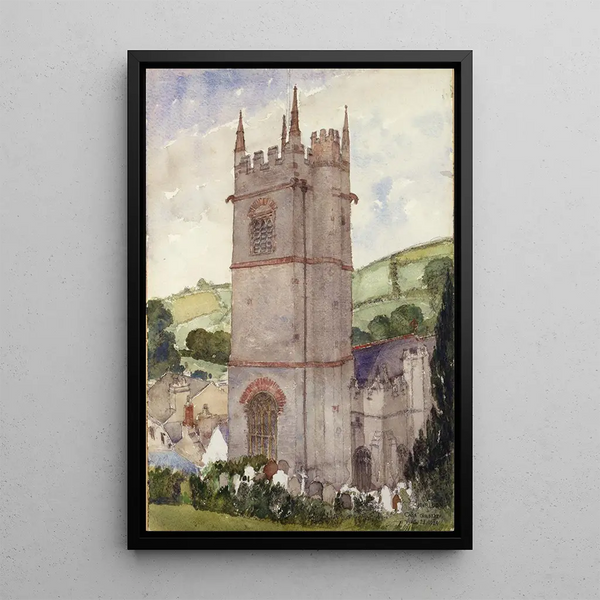 Church Steeple Painting Marldon - Cass Gilbert — framed artwork on a wall