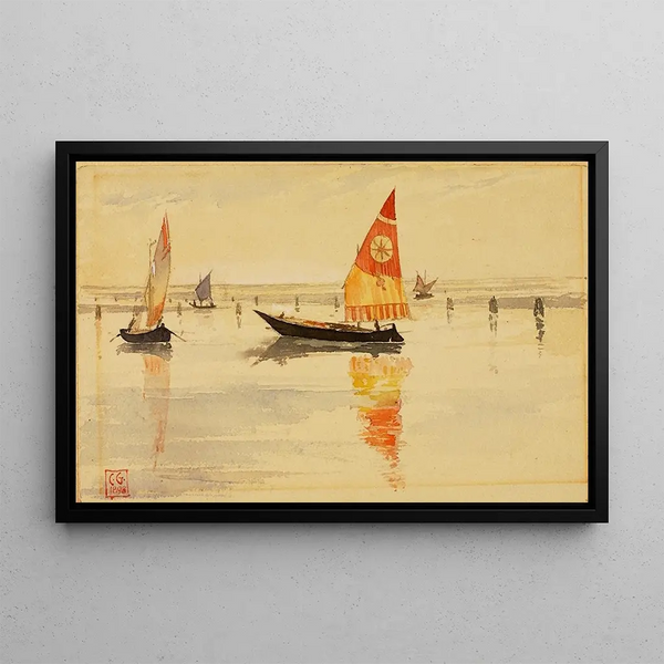 Venice Sailboats - Cass Gilbert — framed artwork on a wall