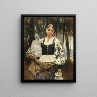 The Milkmaid - Casto Plasencia — framed artwork on a wall