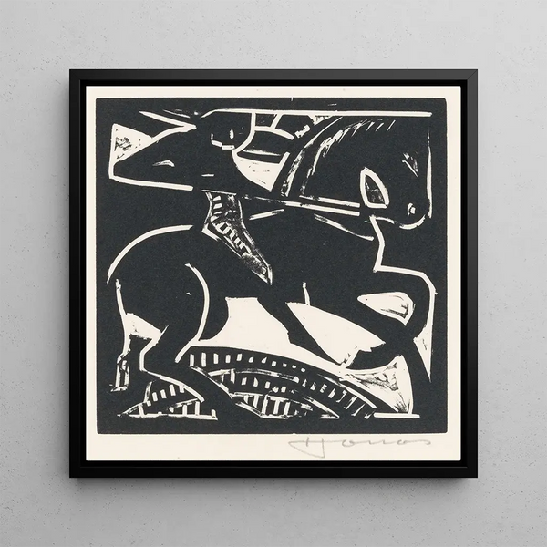 Cavalier sur un cheval - Henri Jonas — framed artwork on a wall
