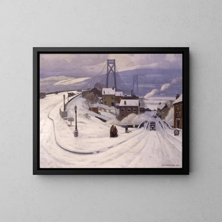 Pont de MidHudson en hiver - Cecil Chichester — framed artwork on a wall