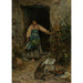 Reproduction of the painting At the kitchen door - Cesare Tiratelli