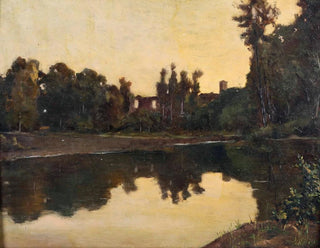 Autumn landscape painting of the Orba - Cesare Viazzi — artwork view