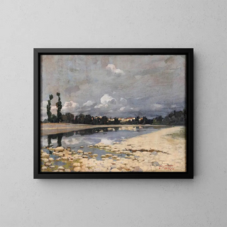 Country on the River - Cesare Viazzi — framed artwork on a wall