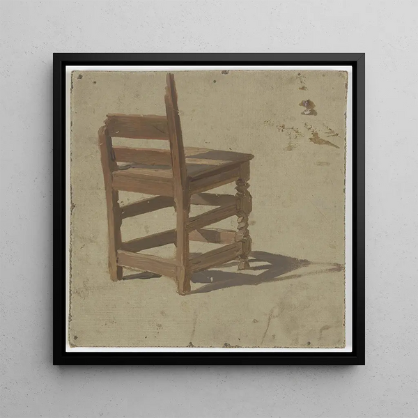Wooden Chair Painting - Jakob Becker — framed artwork on a wall