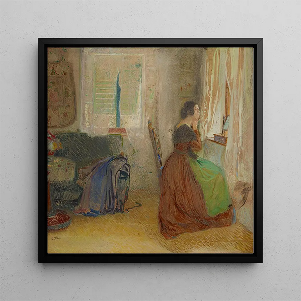 Bedroom in an Old Forest House - Sigmund Walter Hampel — framed artwork on a wall