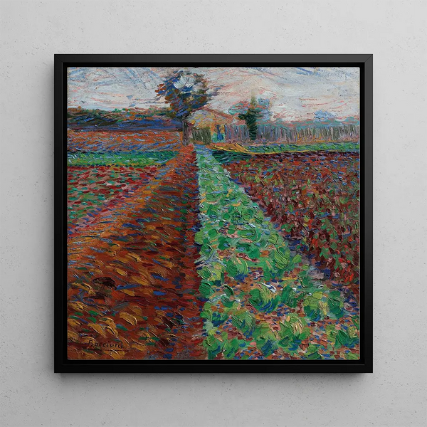 Field with Trees - Umberto Boccioni — framed artwork on a wall