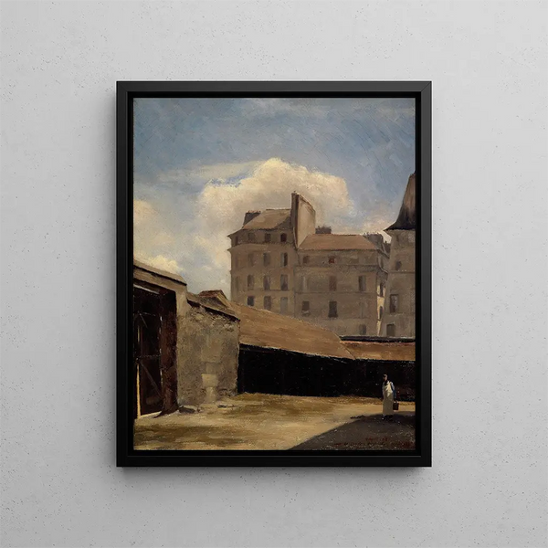 the Old Hôtel-Dieu painting courtyard kitchens - Charles Alexis Apoil — framed artwork on a wall
