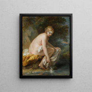 A Nymph at Her Bath - Charles André van Loo — framed artwork on a wall