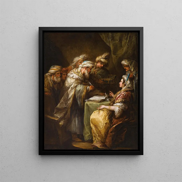 The marriage contract - Charles André van Loo — framed artwork on a wall