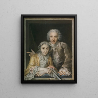 Portrait painting of Philippe Coypel and his wife - Charles-Antoine Coypel — framed artwork on a wall
