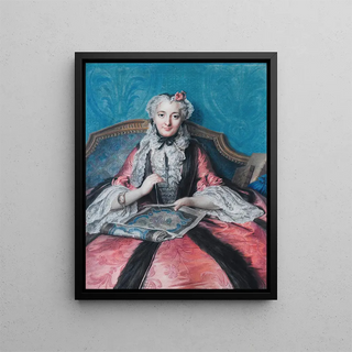 Portrait of a woman sewing - Charles-Antoine Coypel — framed artwork on a wall