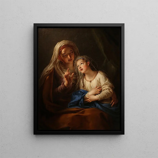 L'éducation de la Vierge Marie - Charles-Antoine Coypel — framed artwork on a wall