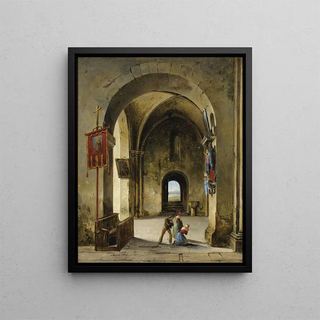 Prayer in the Church - Charles-Caüs Renoux — framed artwork on a wall