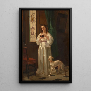 The Reading - Charles-Désiré Hue — framed artwork on a wall