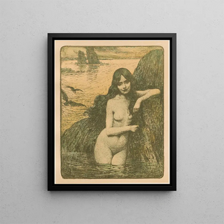 Mermaid - Charles-François-Prosper Guérin — framed artwork on a wall