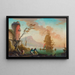 Scene of fishing in a port - Charles-François Grenier de Lacroix — framed artwork on a wall