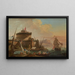 Sunset Harbor Scene - Charles-François Grenier de Lacroix — framed artwork on a wall