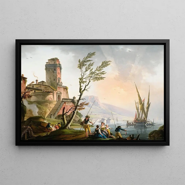 Mediterranean landscape painting - Charles-François Grenier de Lacroix — framed artwork on a wall